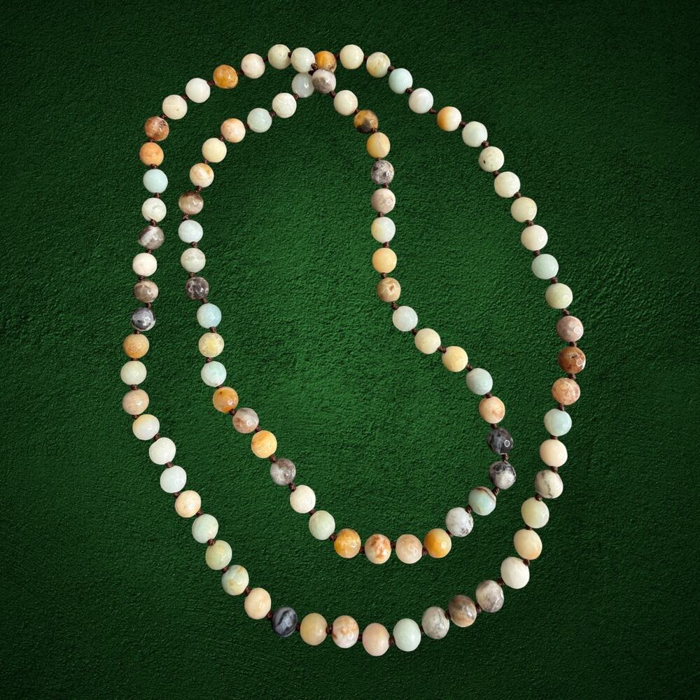 Natural Stone Beaded Necklace 38 inch Multicolor Gemstone